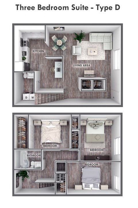 Floor plan for 3 beds, 1.5 baths, 1122 sqft